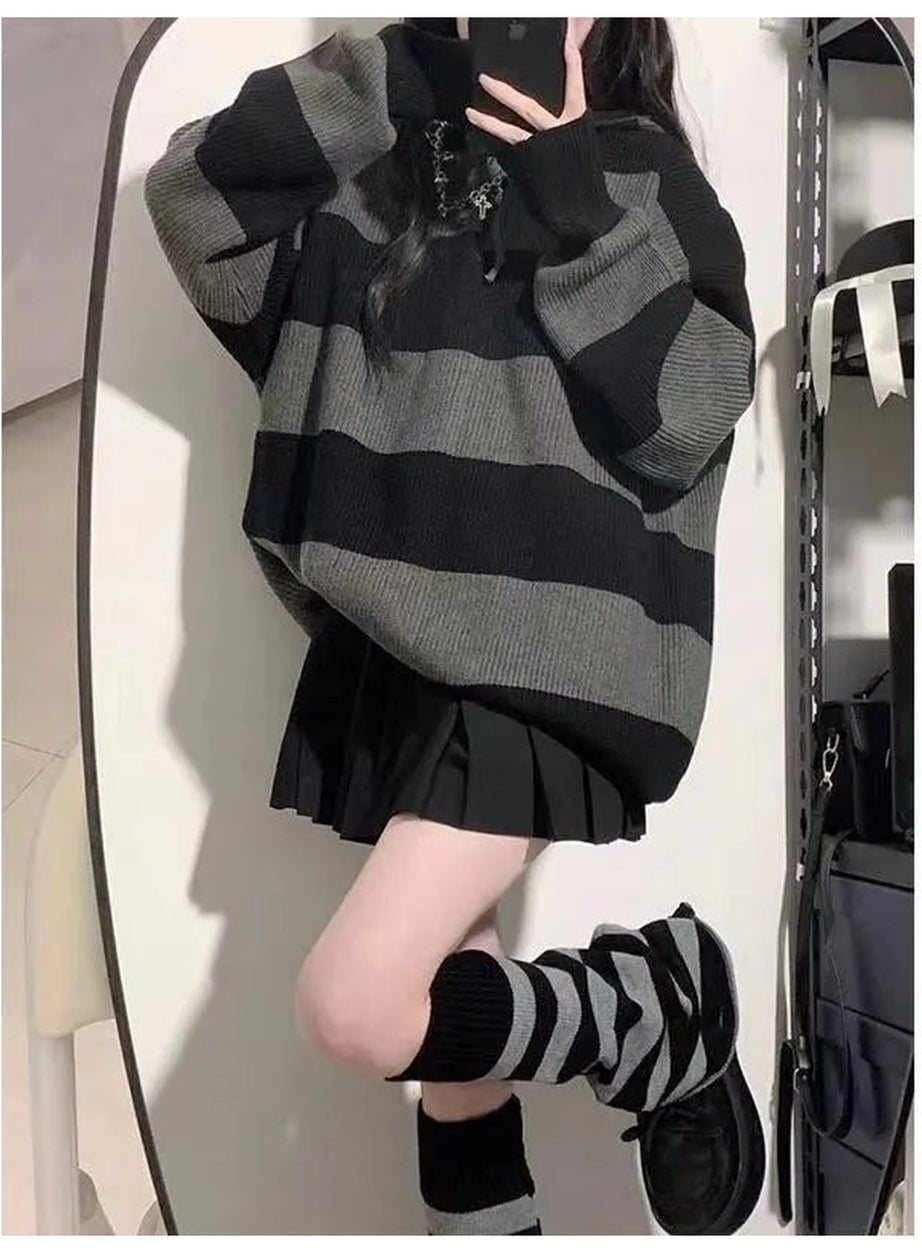 Y2k Korean Stripe Knit Sweater