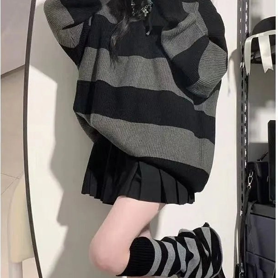 Y2k Korean Stripe Knit Sweater