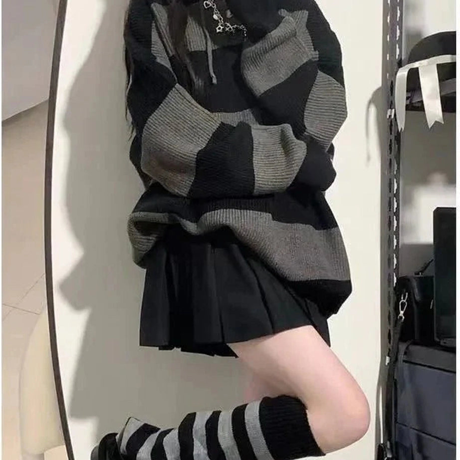 Y2k Korean Stripe Knit Sweater