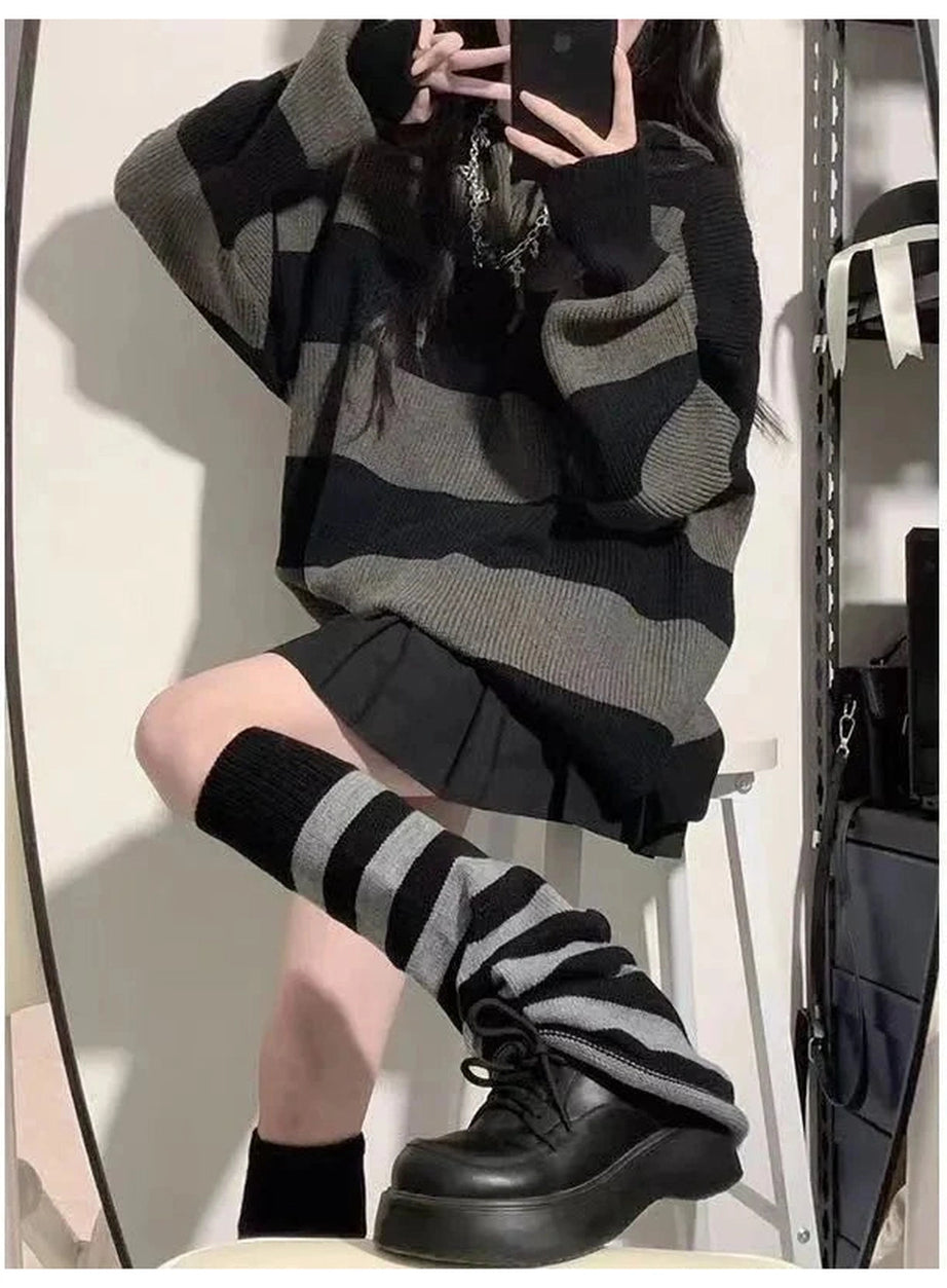 Y2k Korean Stripe Knit Sweater