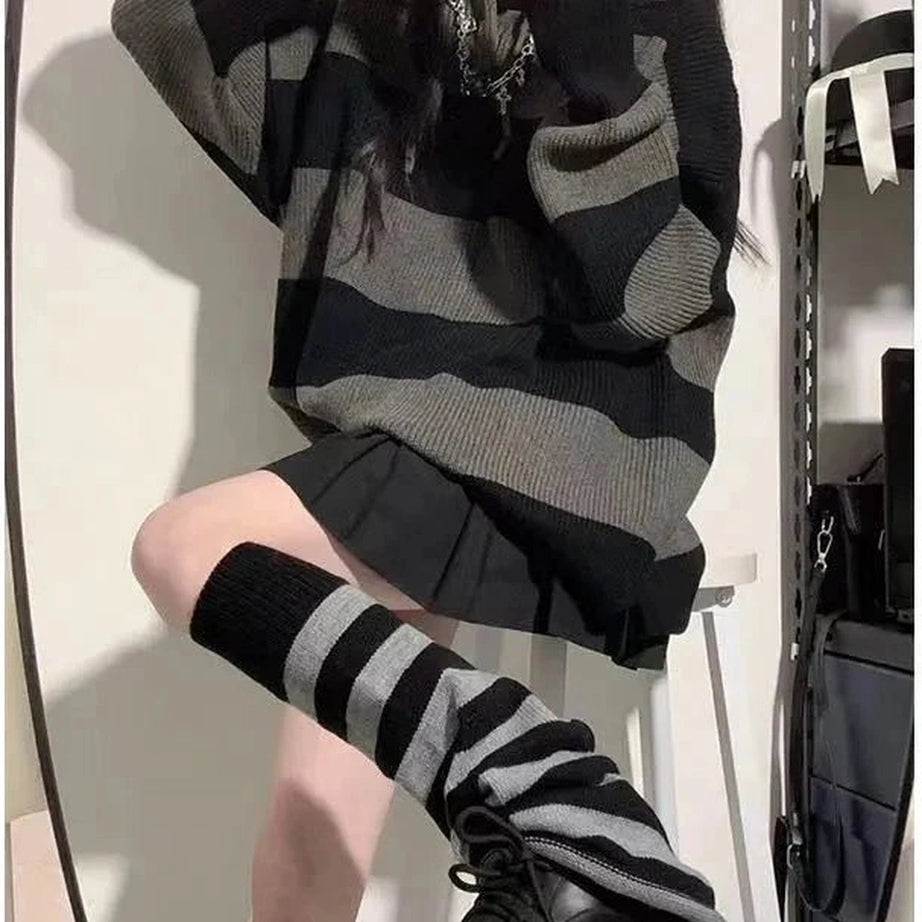 Y2k Korean Stripe Knit Sweater