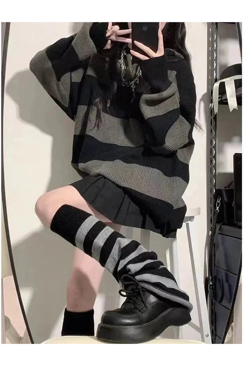 Y2k Korean Stripe Knit Sweater