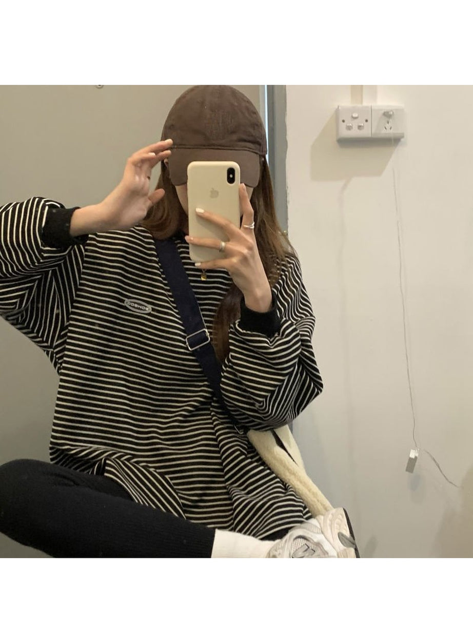 Y2k Korean Striped T-shirt