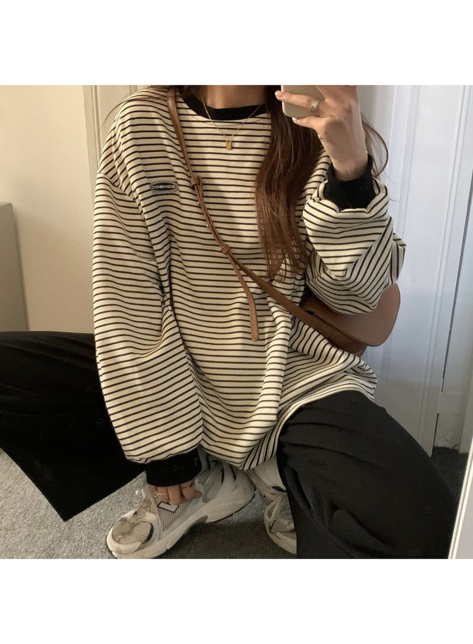 Y2k Korean Striped T-shirt