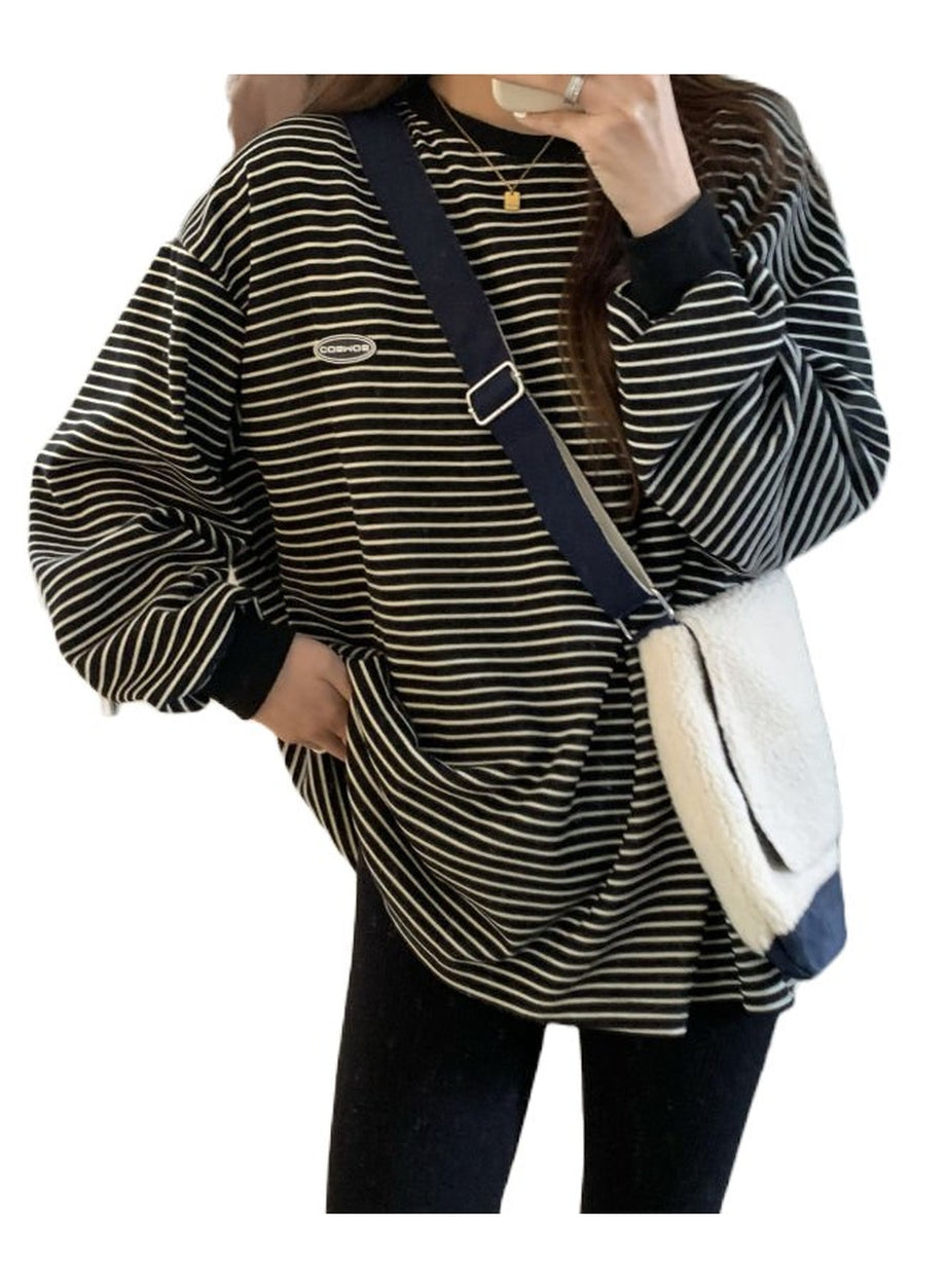 Y2k Korean Striped T-shirt