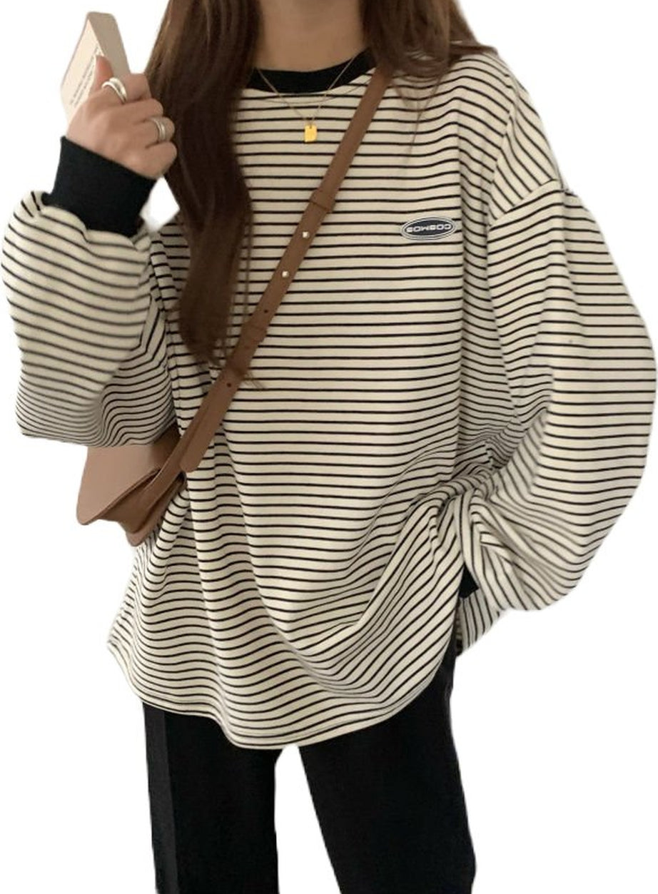 Y2k Korean Striped T-shirt