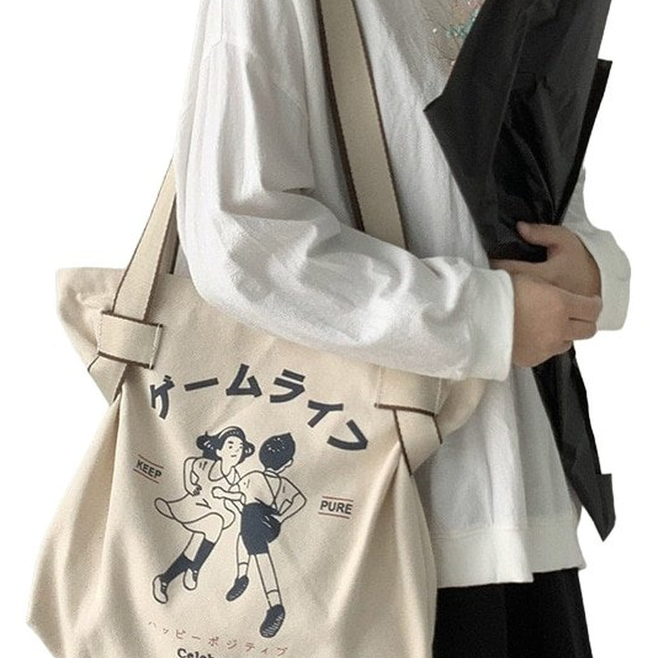 Y2k Korean Style Canvas Shopping Bag