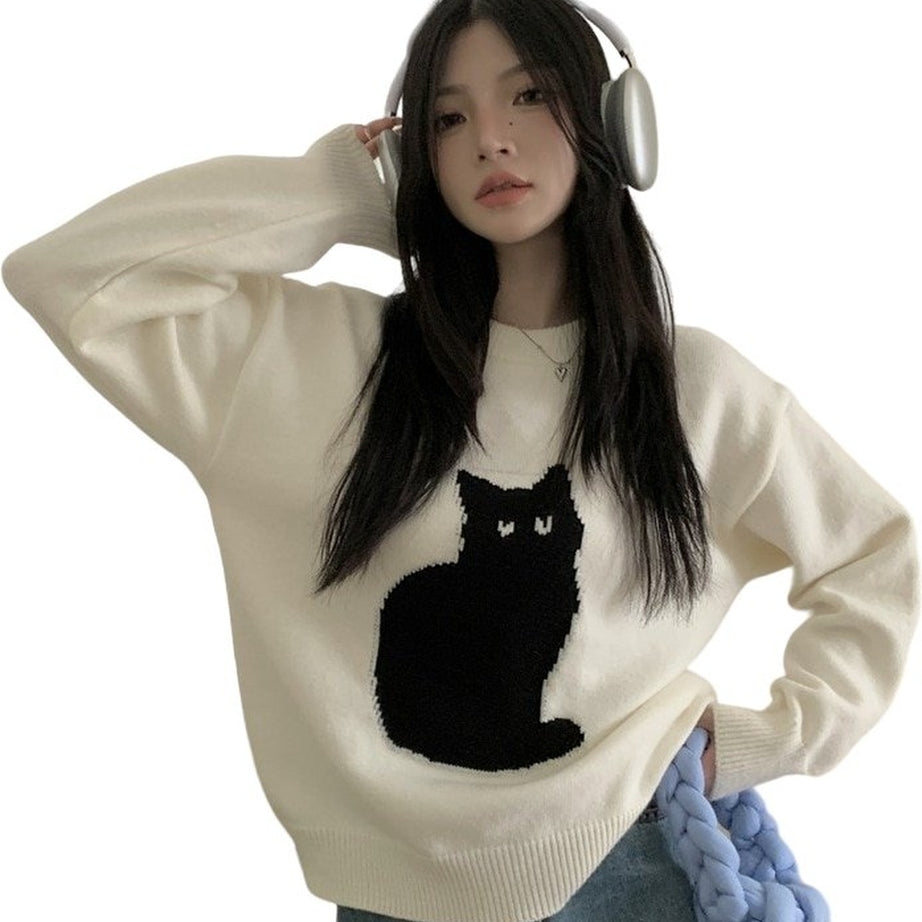 Y2k Korean Style Cute Cat Sweater