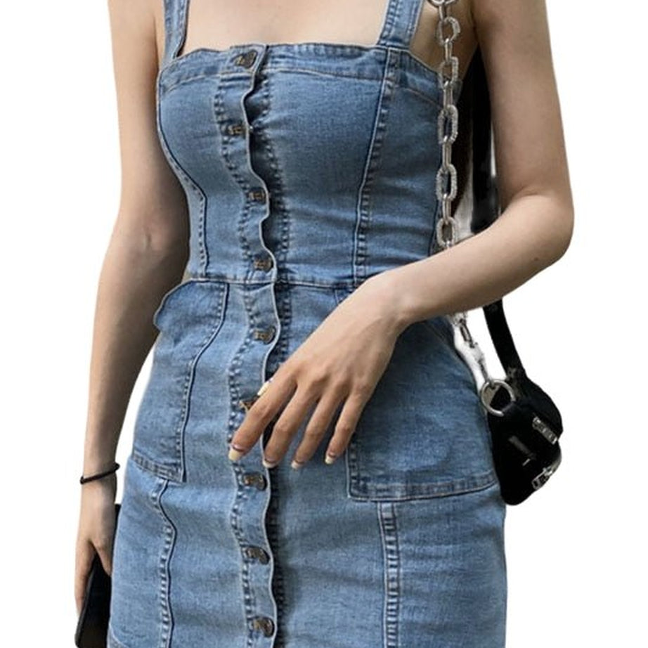 Y2k Korean Style Denim Dress