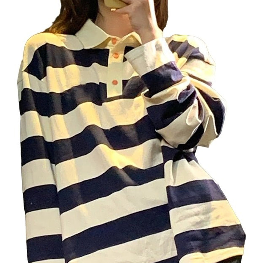 Y2k Korean Style Striped T-shirt