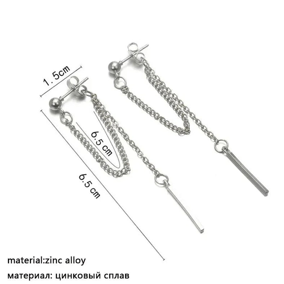 Y2k Korean Tassel Metal Dangle Earrings