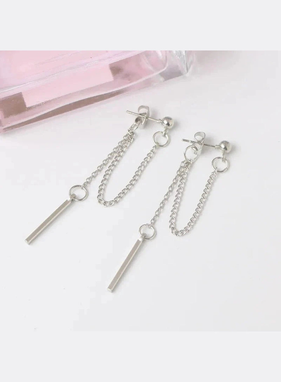 Y2k Korean Tassel Metal Dangle Earrings