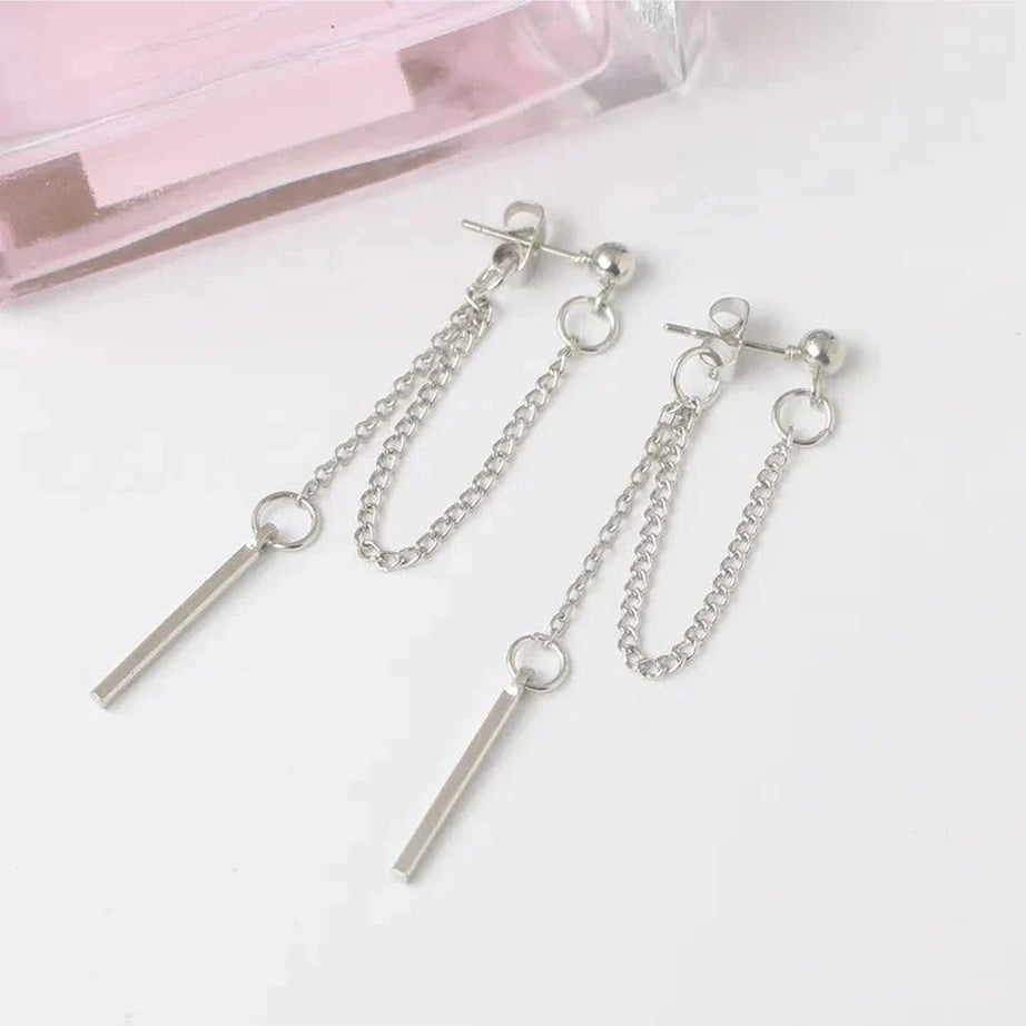 Y2k Korean Tassel Metal Dangle Earrings