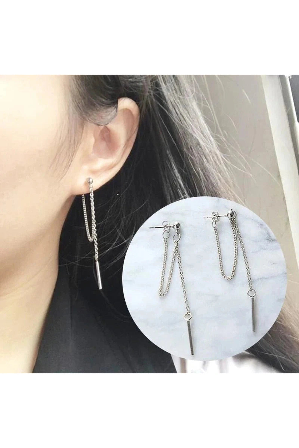 Y2k Korean Tassel Metal Dangle Earrings