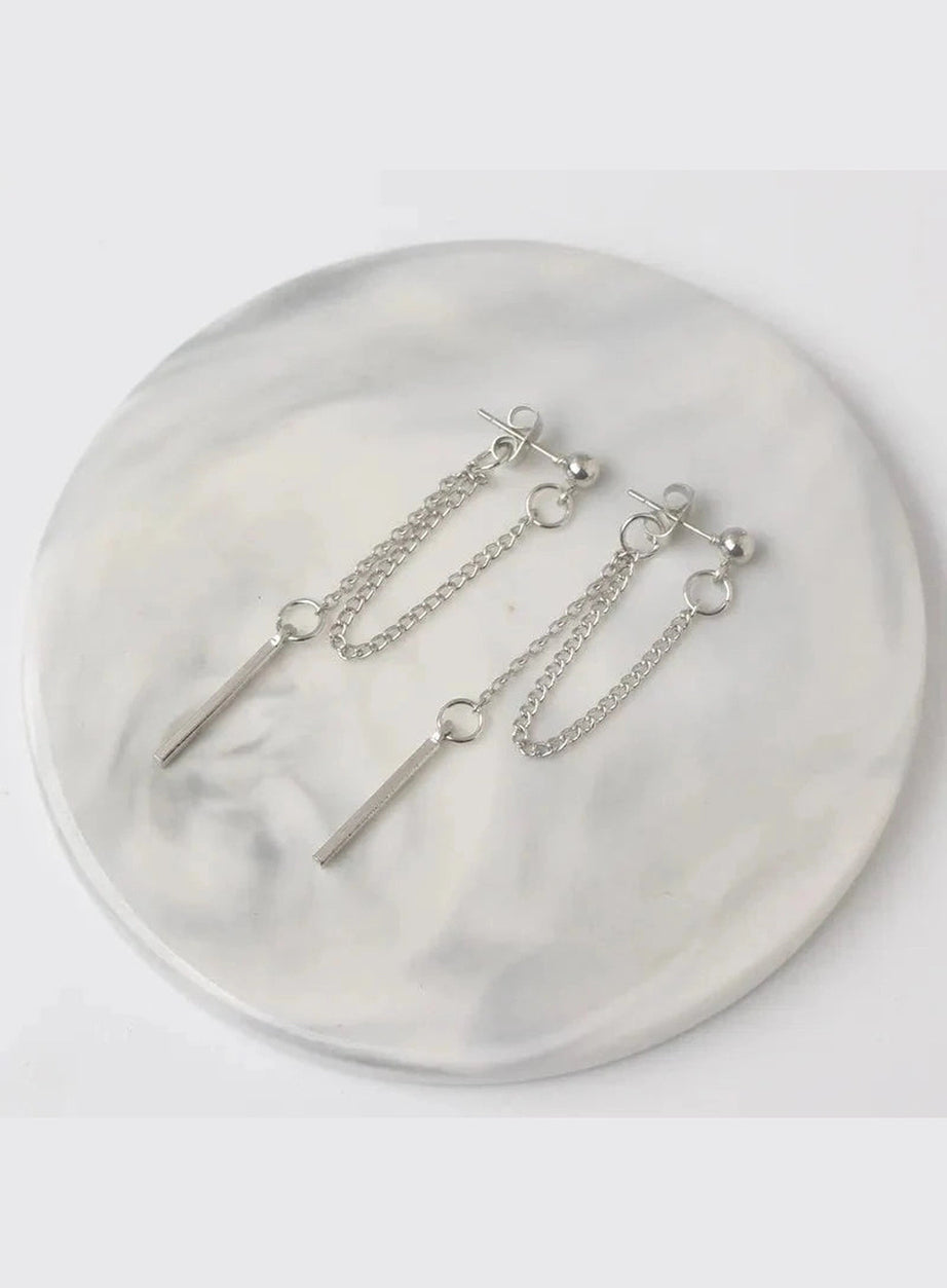 Y2k Korean Tassel Metal Dangle Earrings