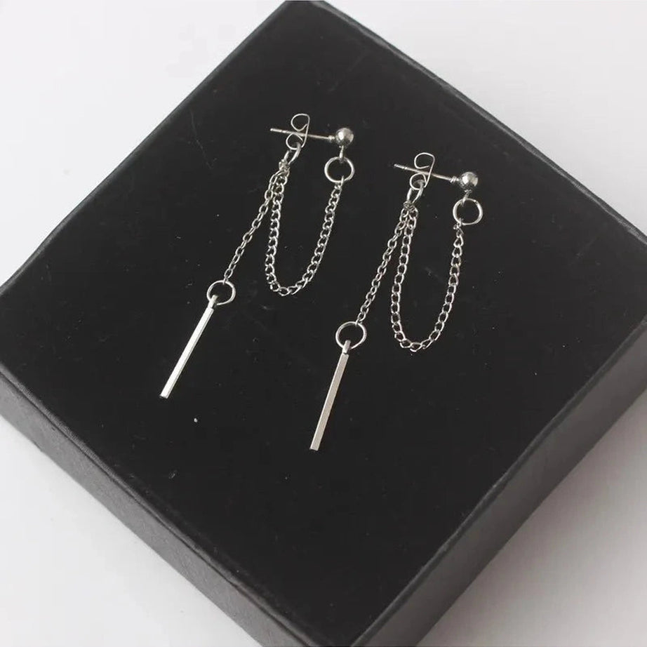 Y2k Korean Tassel Metal Dangle Earrings