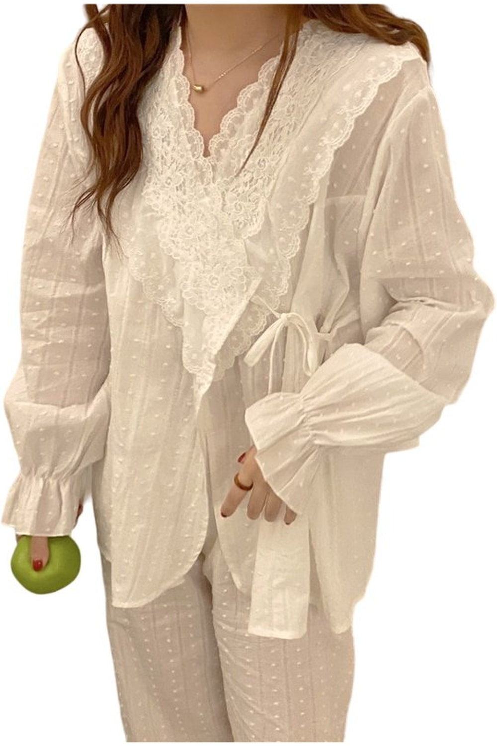 Y2k Lace Cotton Pajamas Elegant Set