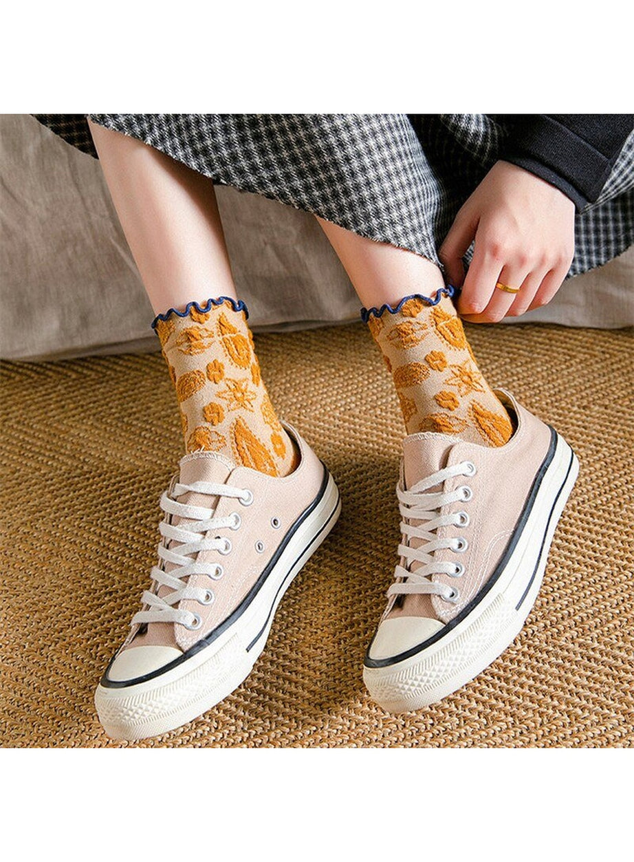 Y2k Lace Ruffle Embroidery Socks