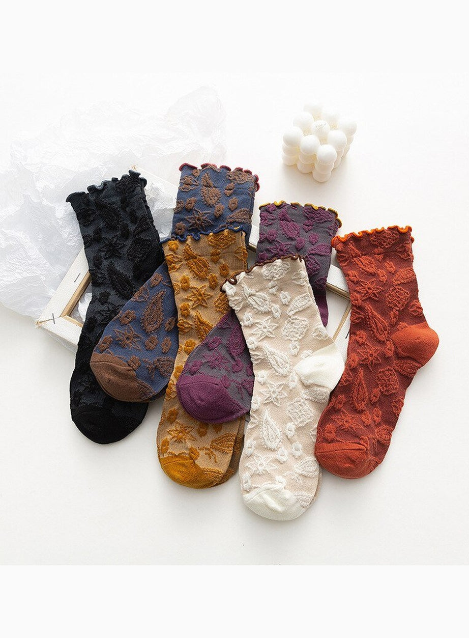 Y2k Lace Ruffle Embroidery Socks