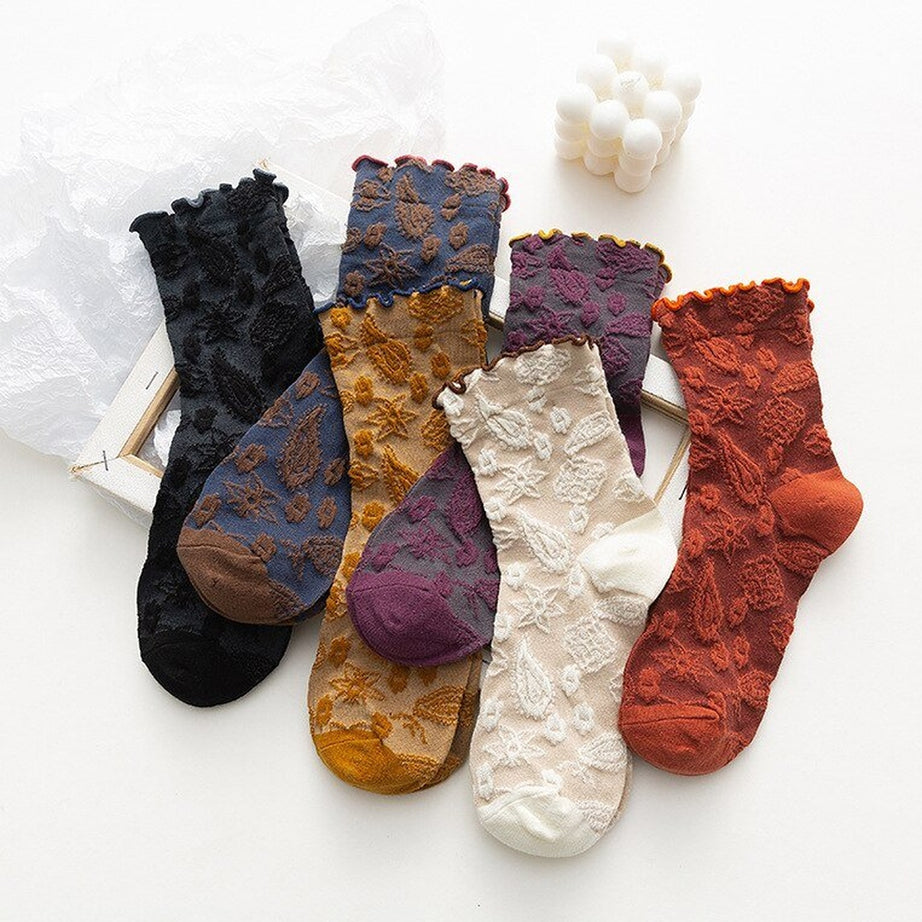 Y2k Lace Ruffle Embroidery Socks