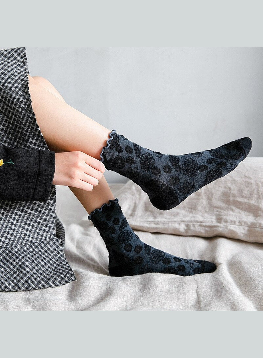 Y2k Lace Ruffle Embroidery Socks