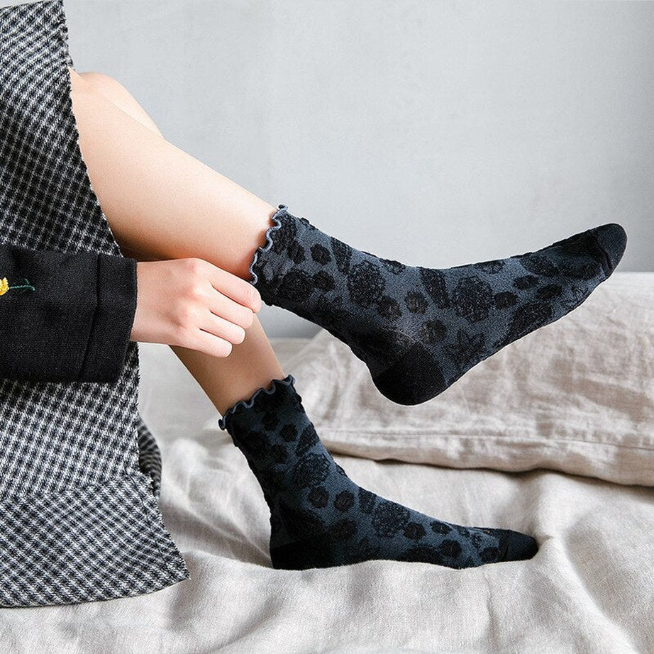 Y2k Lace Ruffle Embroidery Socks