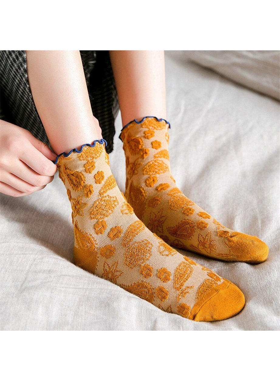 Y2k Lace Ruffle Embroidery Socks