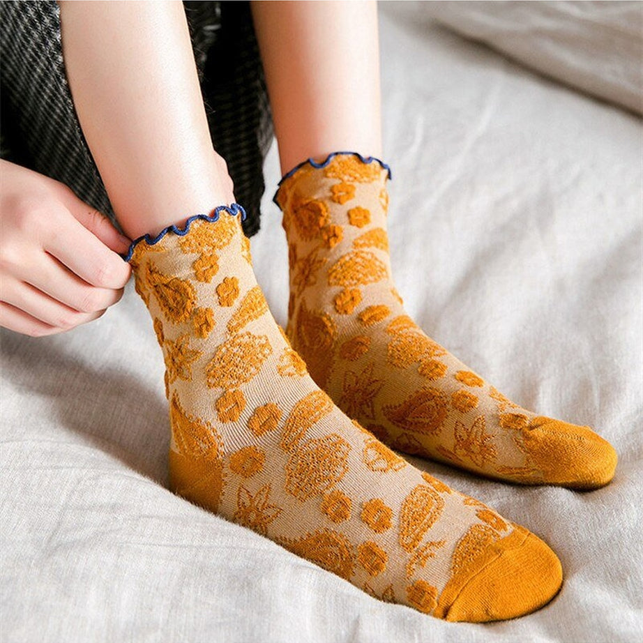 Y2k Lace Ruffle Embroidery Socks