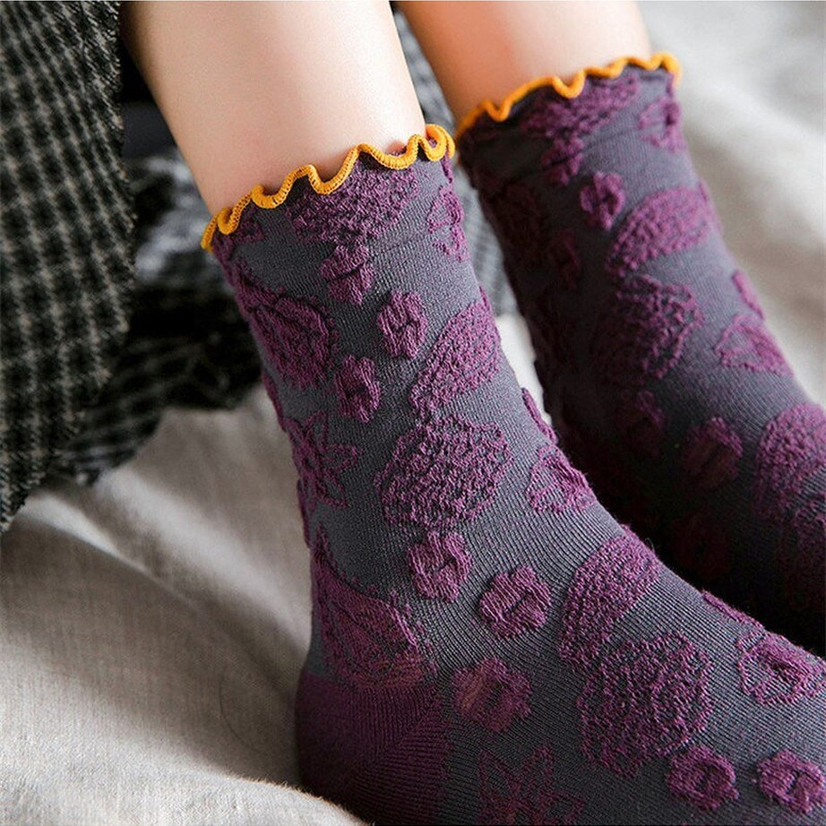 Y2k Lace Ruffle Embroidery Socks