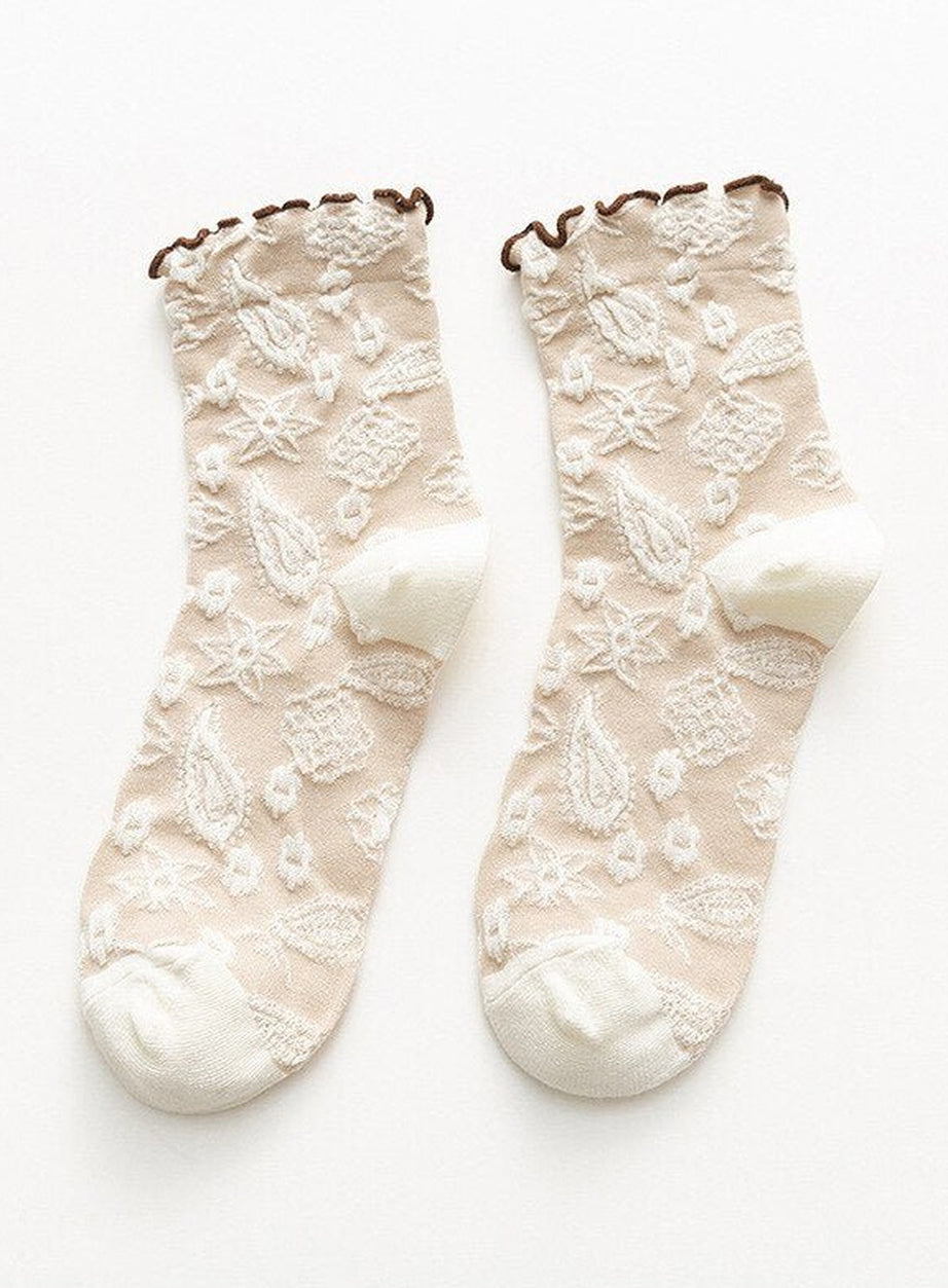 Y2k Lace Ruffle Embroidery Socks