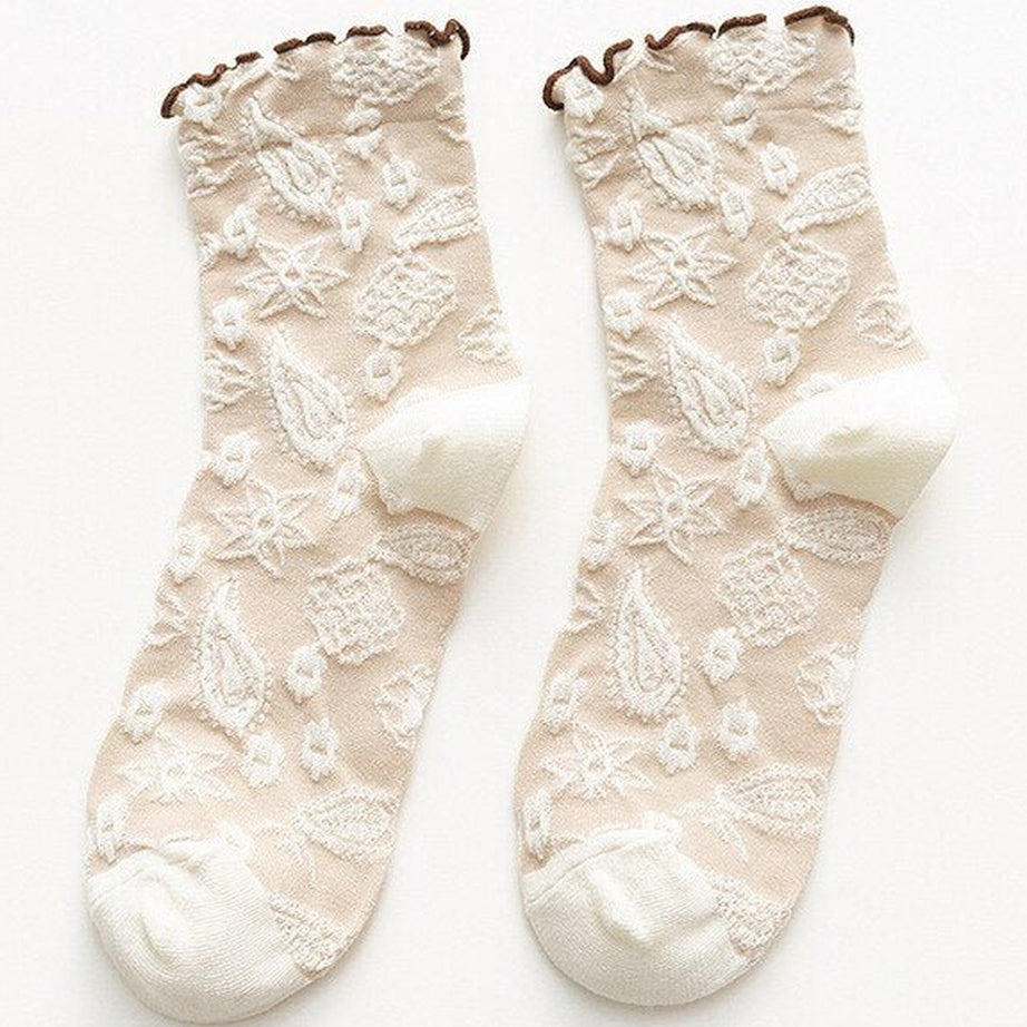 Y2k Lace Ruffle Embroidery Socks