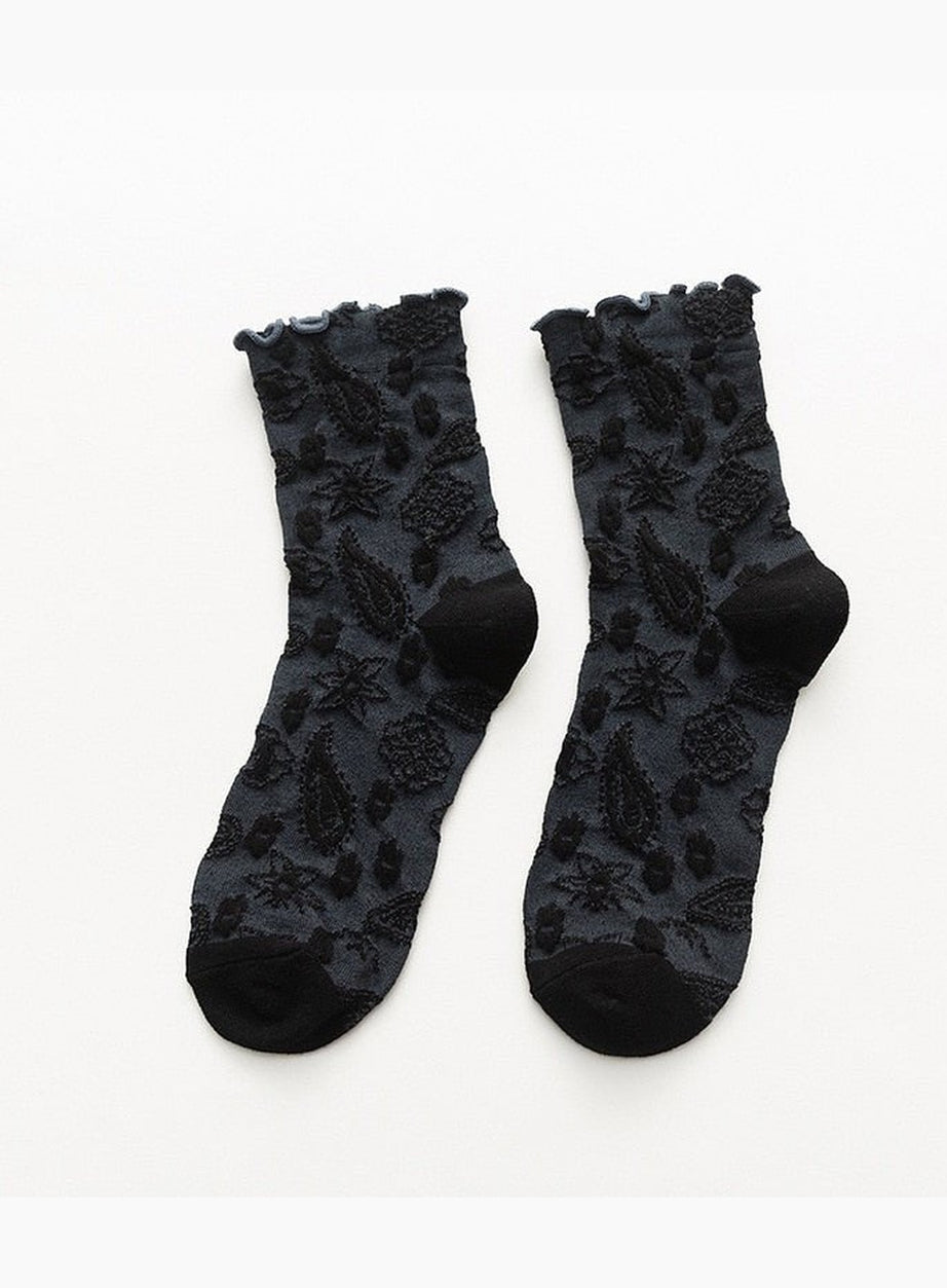 Y2k Lace Ruffle Embroidery Socks