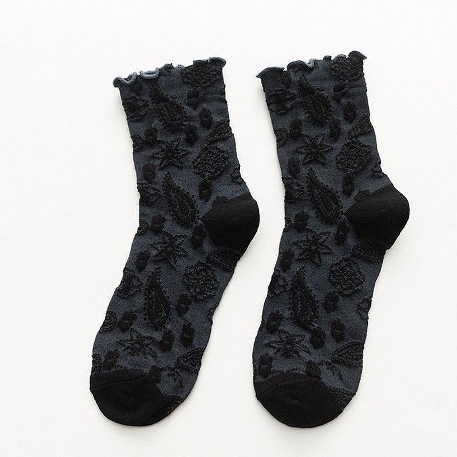 Y2k Lace Ruffle Embroidery Socks