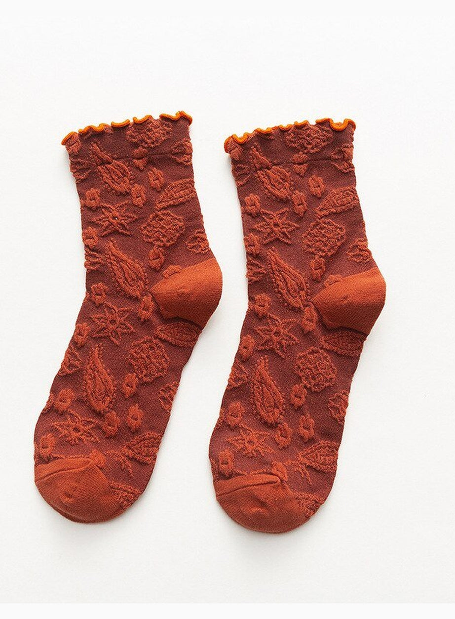 Y2k Lace Ruffle Embroidery Socks