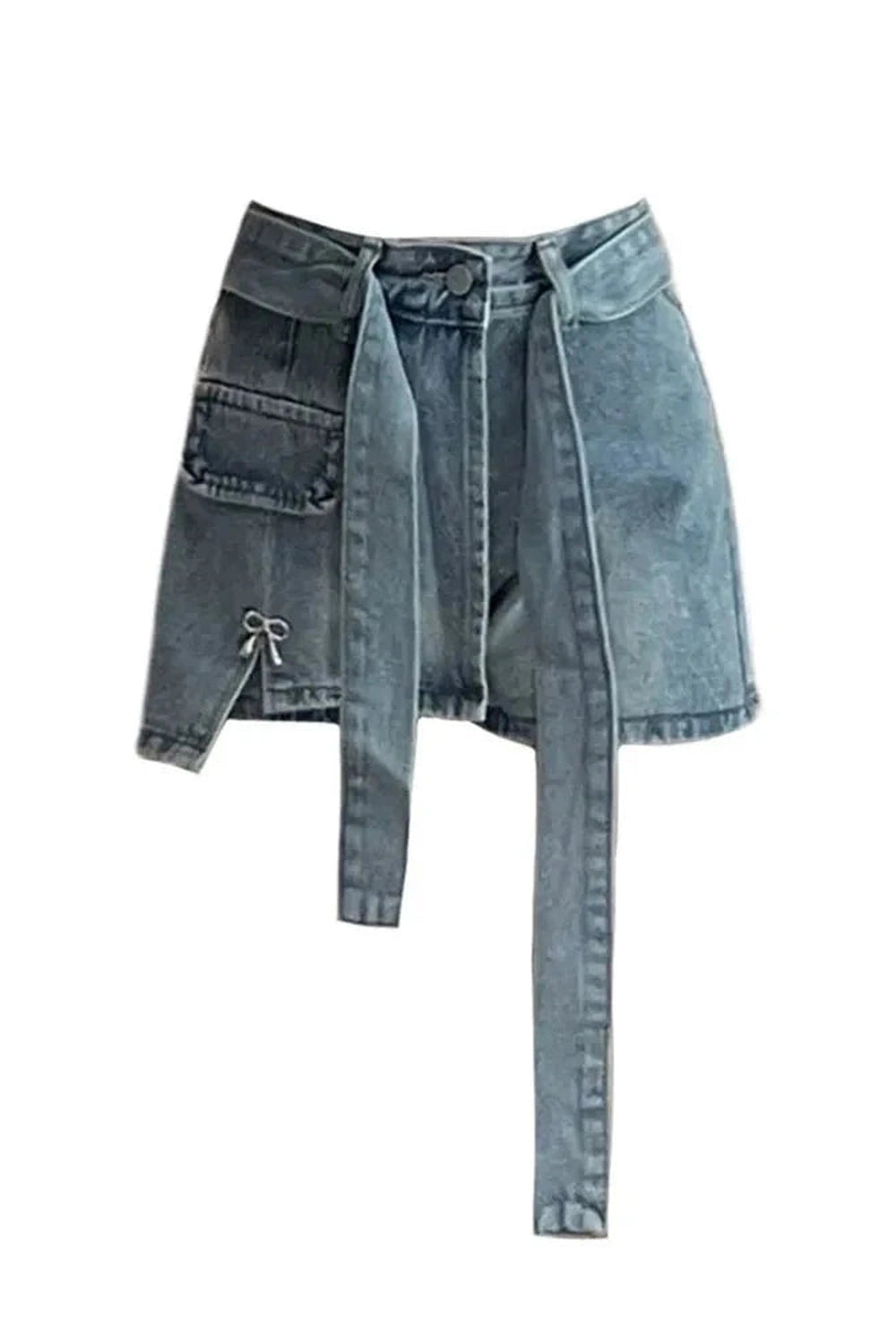 Y2k Lace-Up Blue Denim Skirt