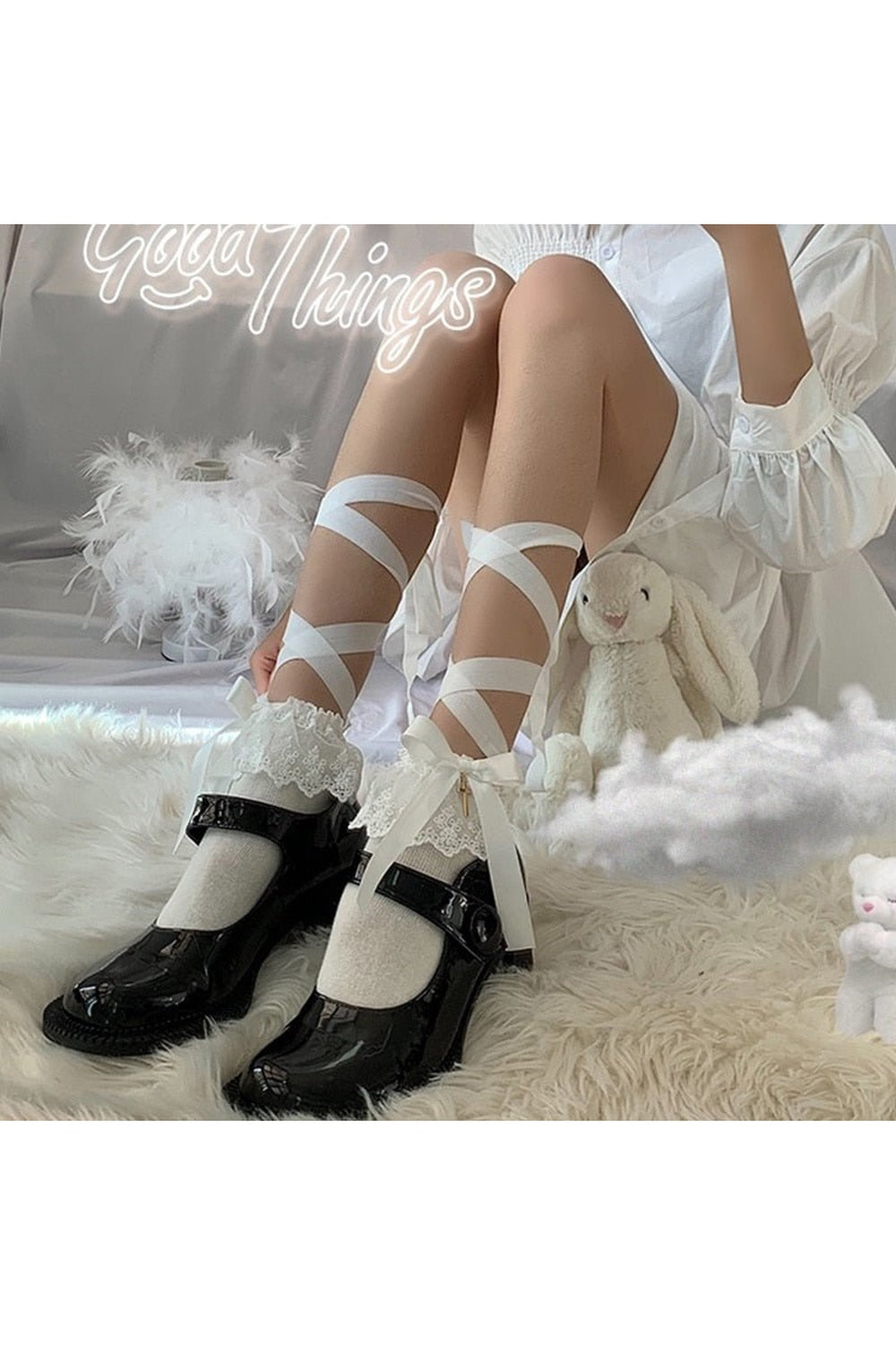 Y2k Lace Up Ruffle Socks