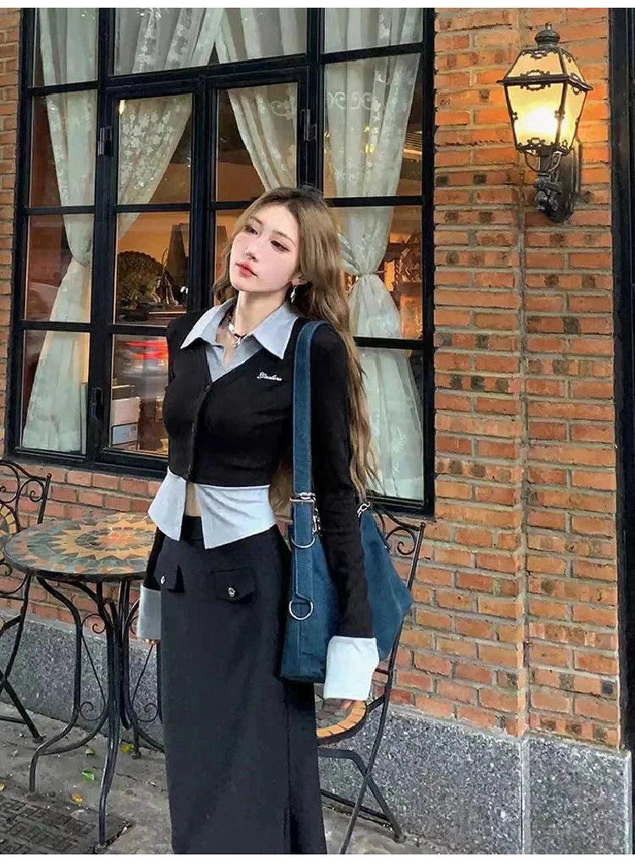 Y2k Lapel Collar Knit Cardigan