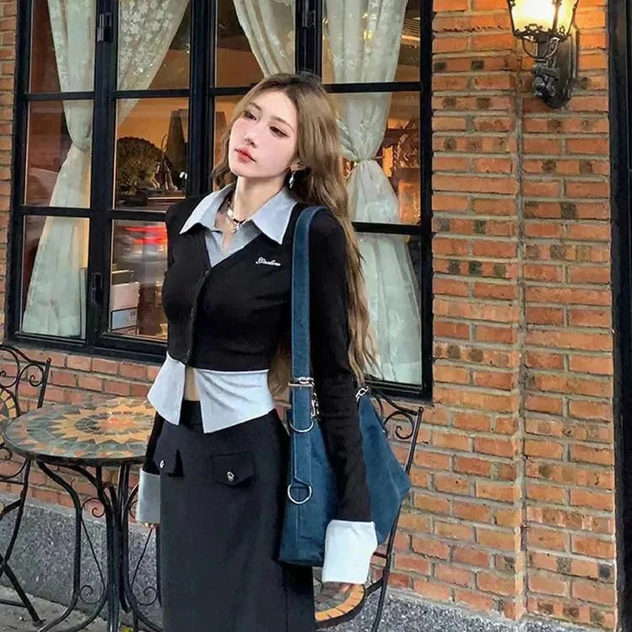 Y2k Lapel Collar Knit Cardigan