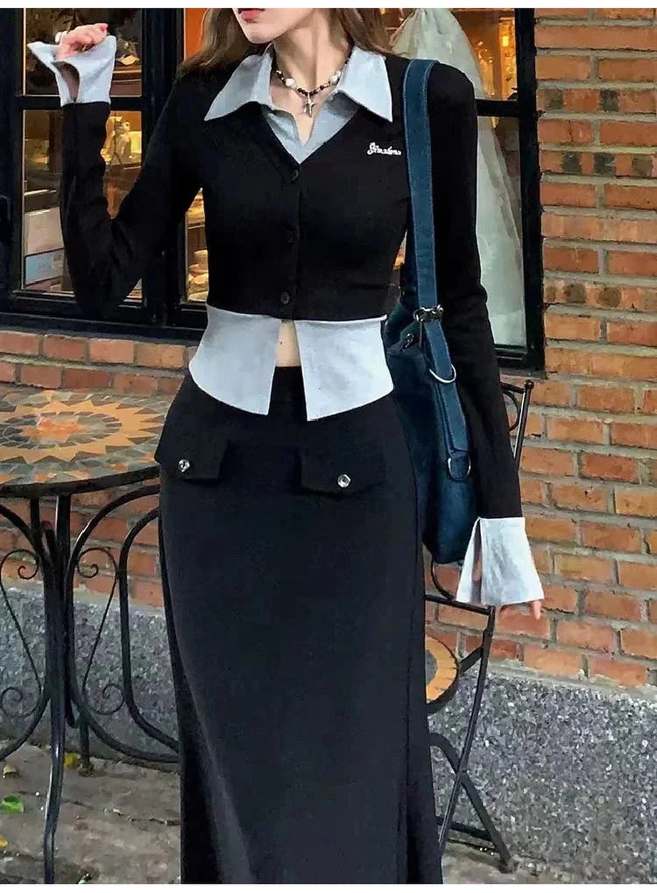 Y2k Lapel Collar Knit Cardigan