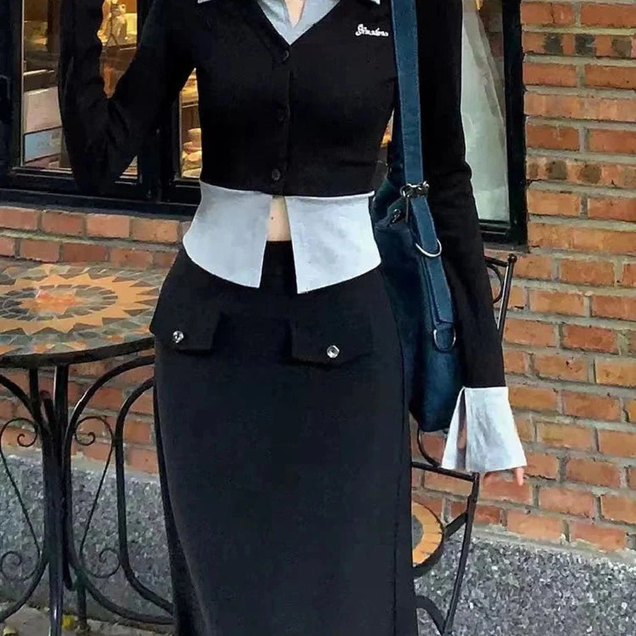 Y2k Lapel Collar Knit Cardigan