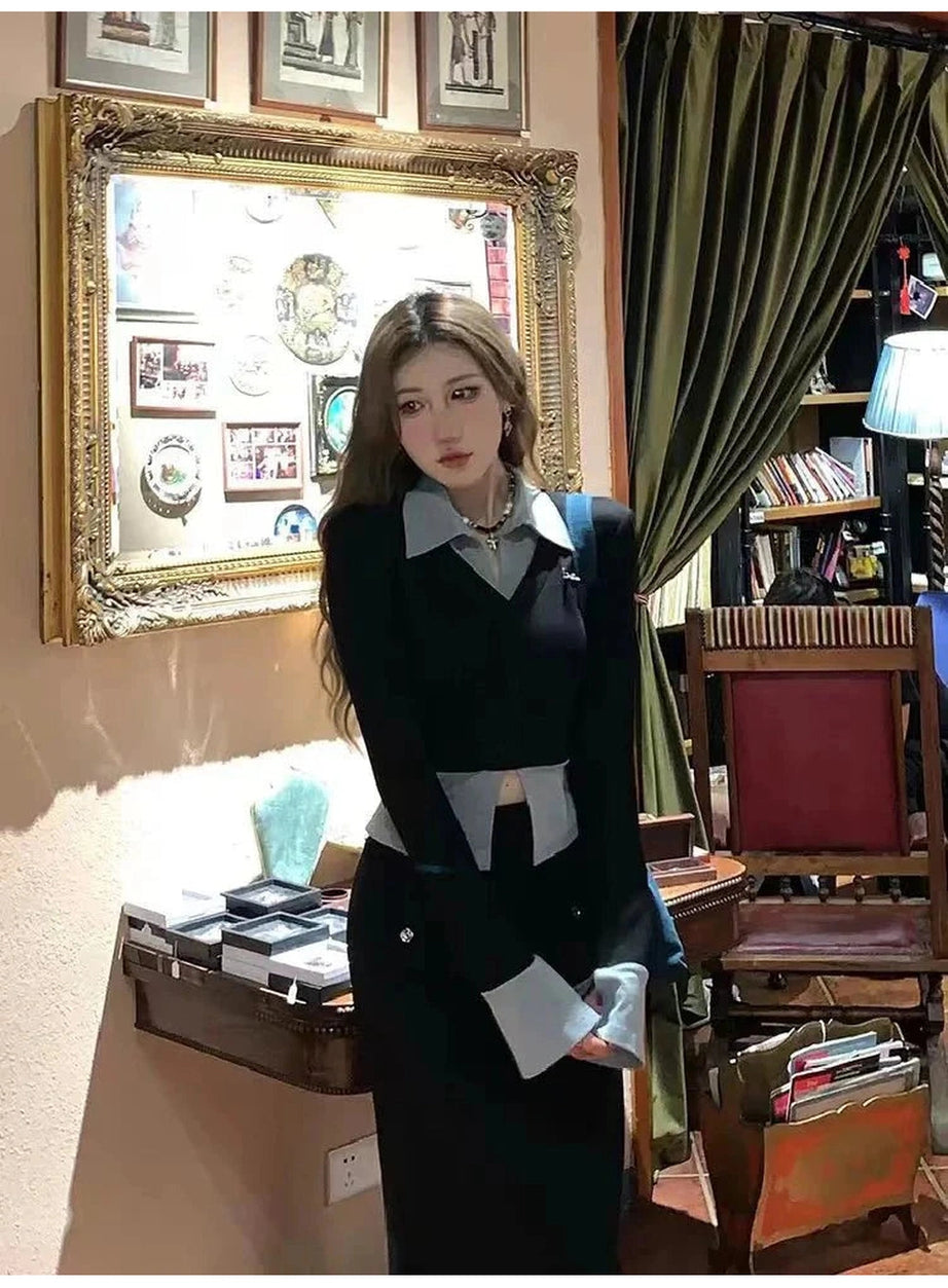 Y2k Lapel Collar Knit Cardigan