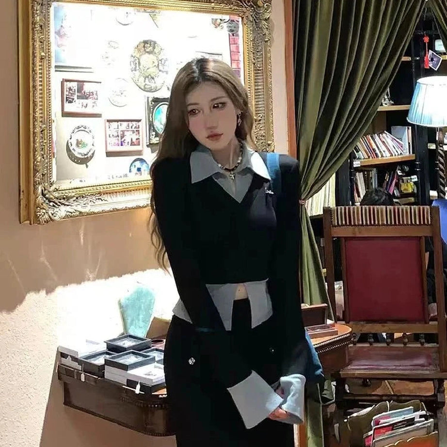 Y2k Lapel Collar Knit Cardigan