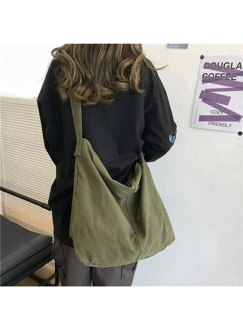 Y2k Large Canvas Shopper Handbags