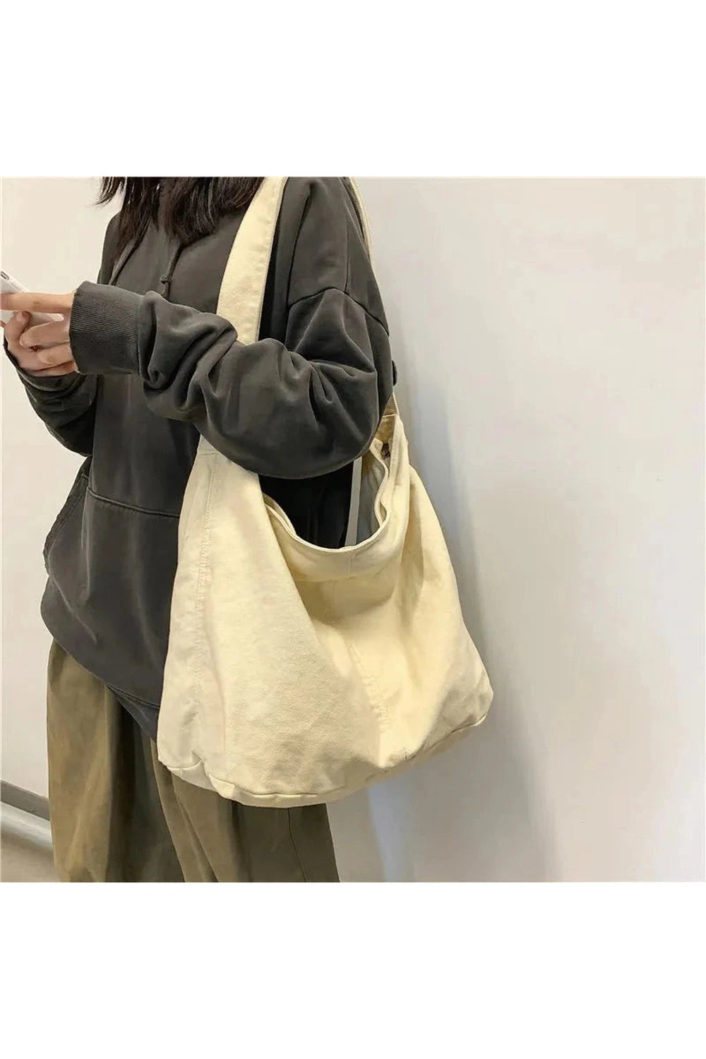 Y2k Large Canvas Shopper Handbags