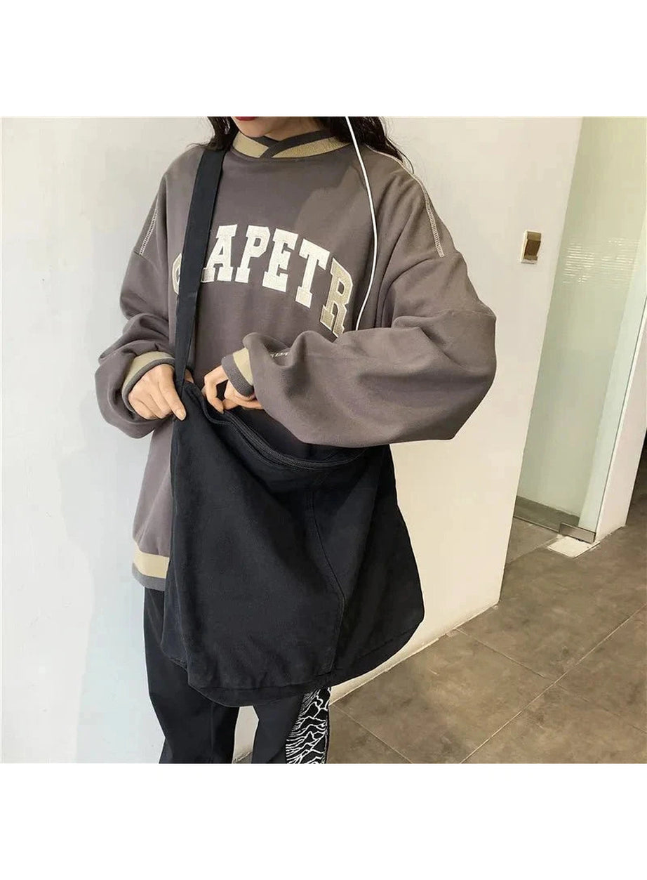 Y2k Large Canvas Shopper Handbags