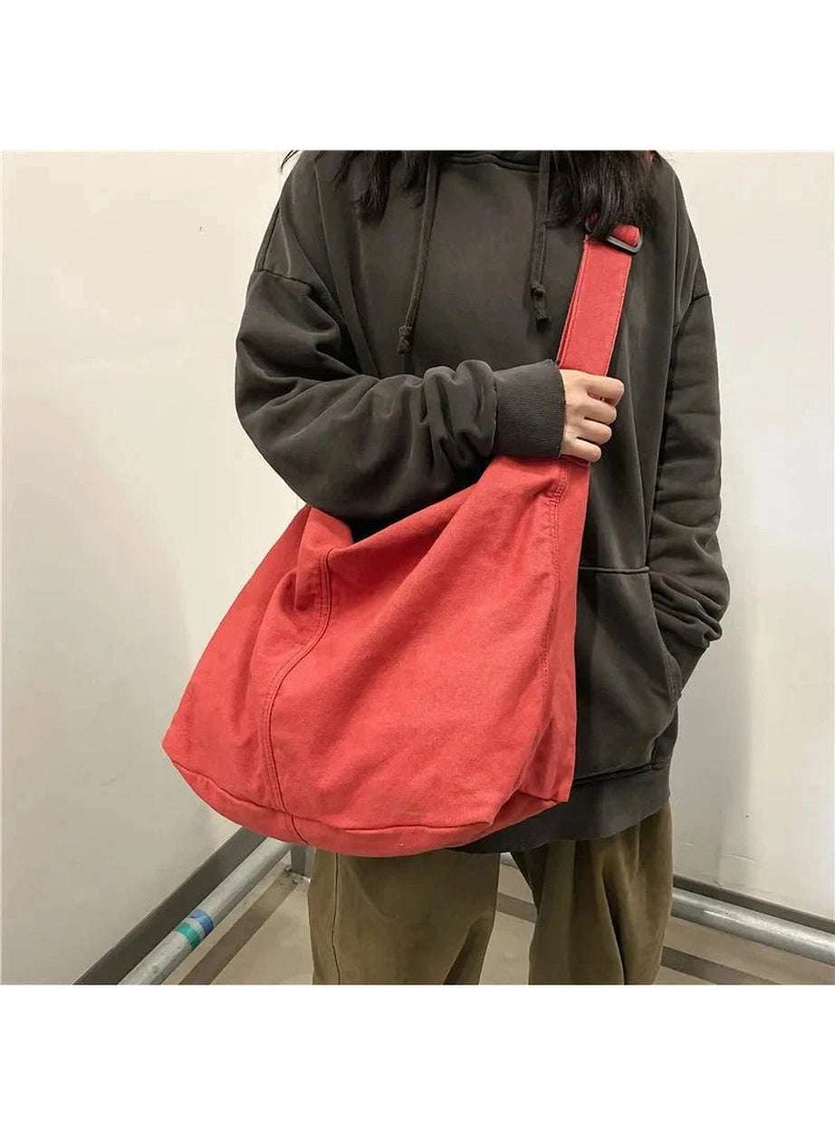 Y2k Large Canvas Shopper Handbags