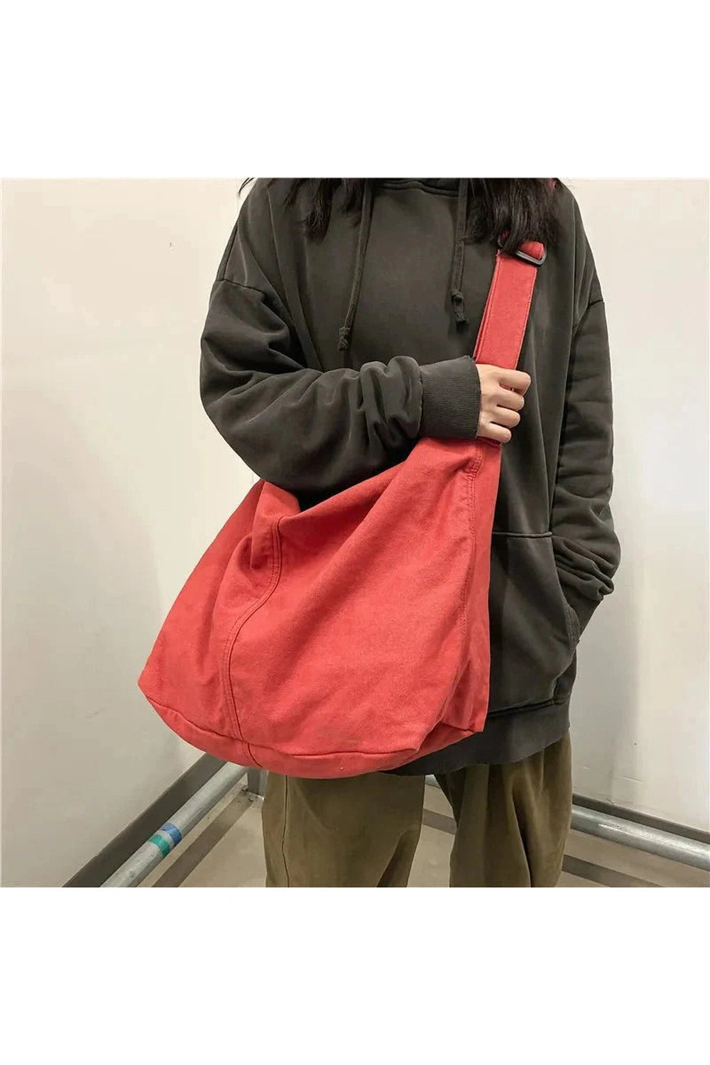 Y2k Large Canvas Shopper Handbags