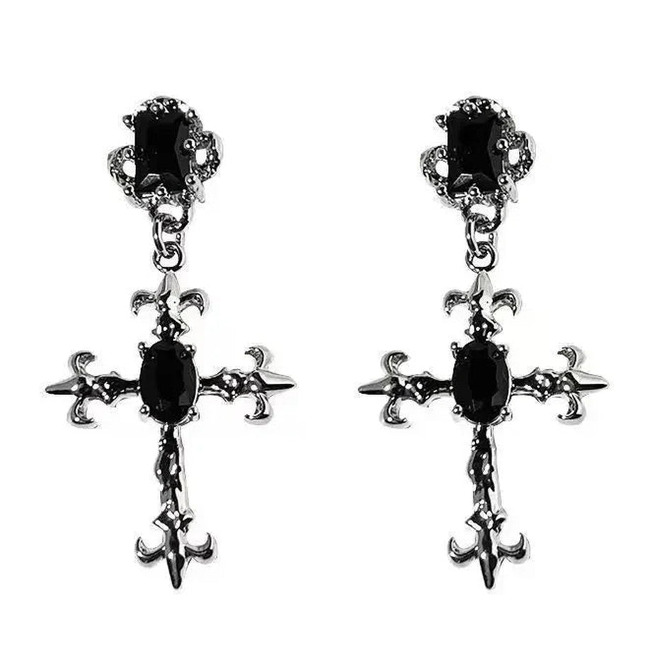 Y2k Large Cross Drill Jewel Earrings