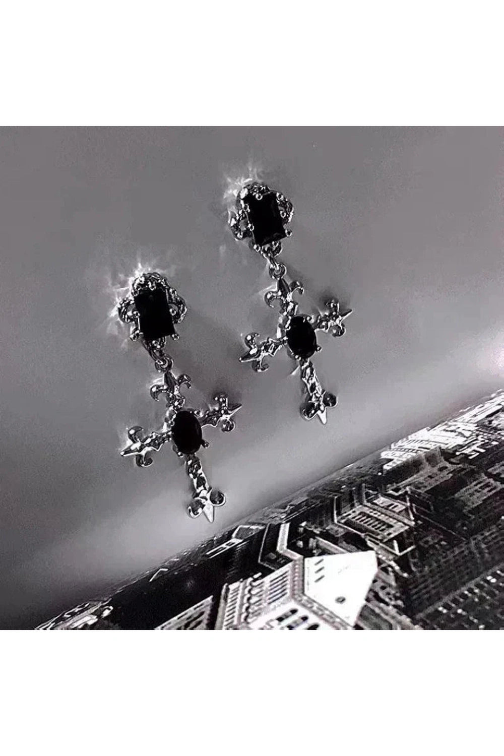 Y2k Large Cross Drill Jewel Earrings