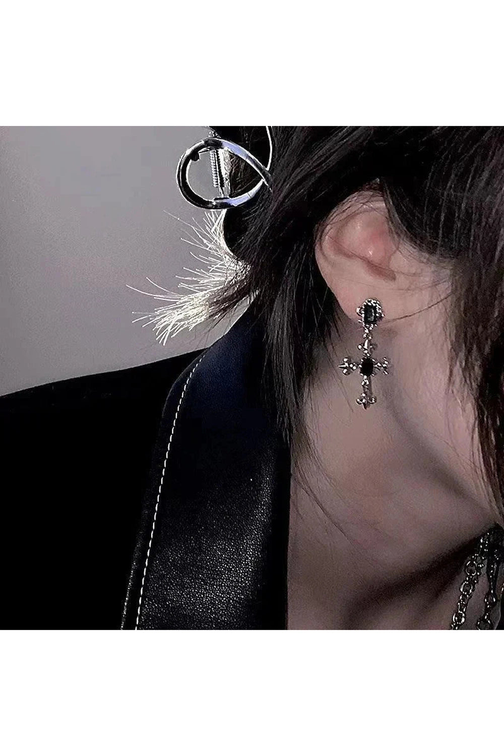 Y2k Large Cross Drill Jewel Earrings